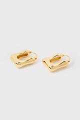 Gold rounded square mini hoop earrings