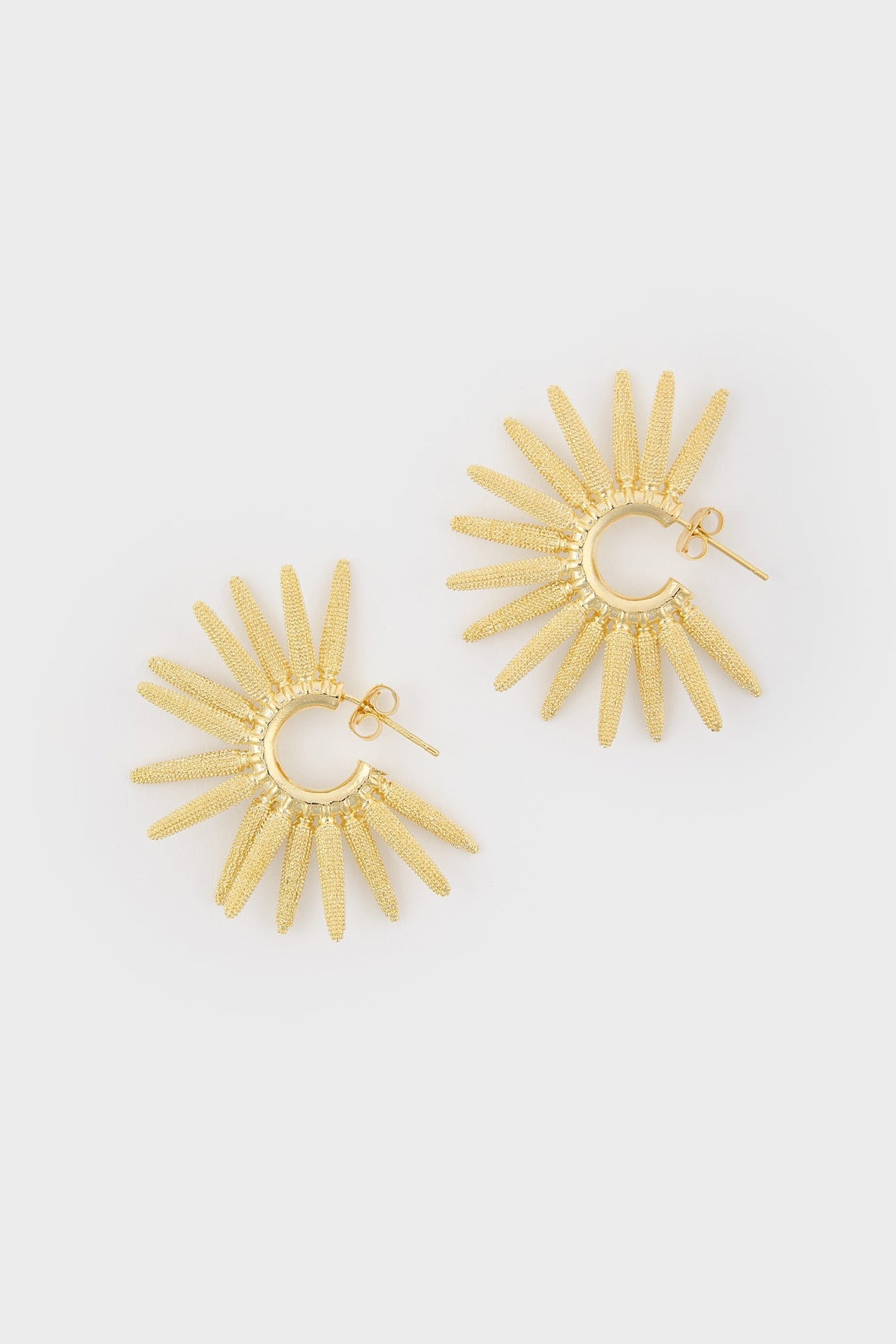 Gold thick cones starbust hoop earrings