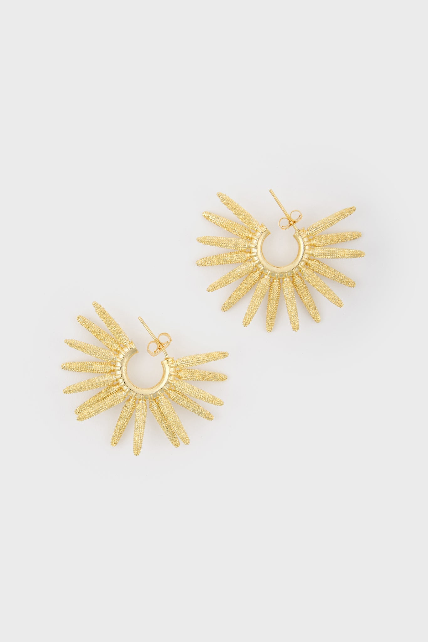 Gold thick cones starbust hoop earrings