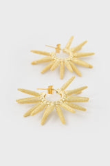 Gold thick cones starbust hoop earrings