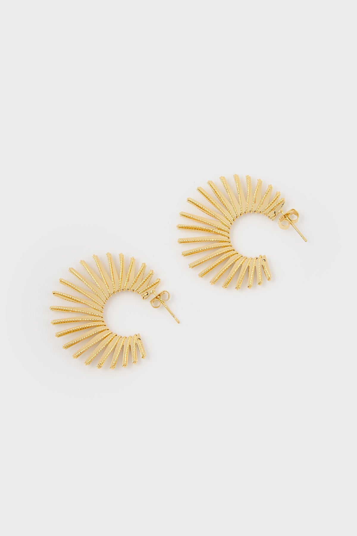 Gold thin starbust hoop earrings