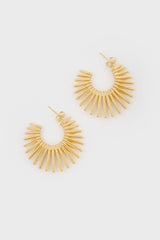 Gold thin starbust hoop earrings