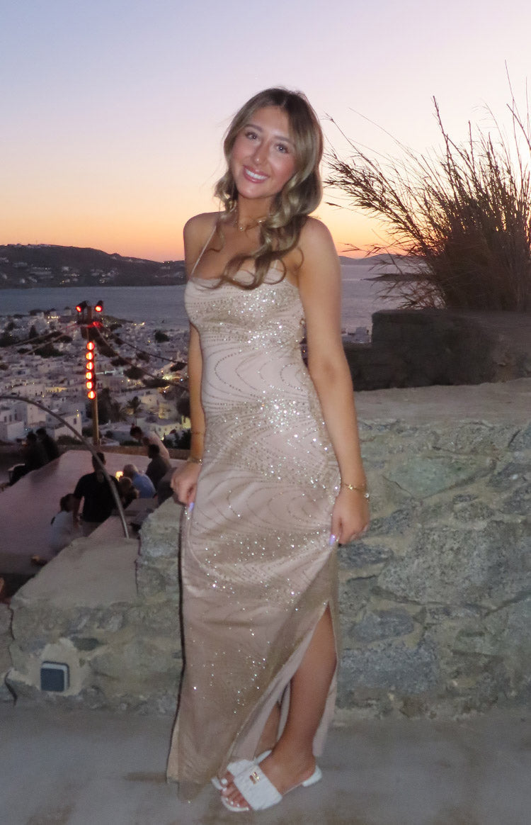 Manhattan Slip Formal Dress Gold