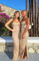 Manhattan Slip Formal Dress Gold