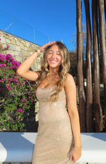 Manhattan Slip Formal Dress Gold