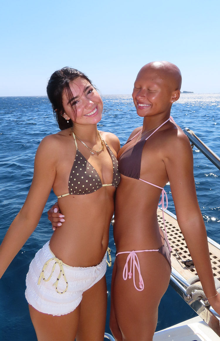 Florida Brown Polka Dot Triangle Bikini Top