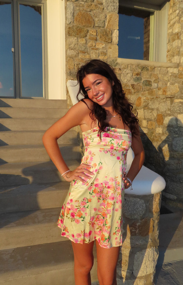 Chantell Yellow Bloom Mini Dress