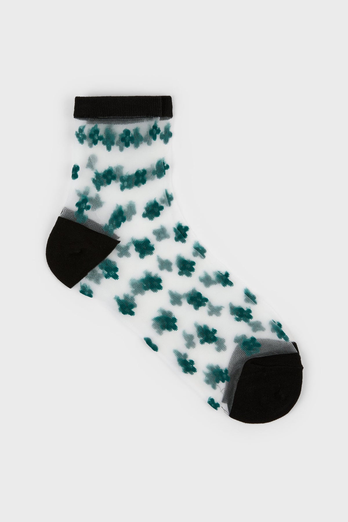 Green clover sheer black trim socks