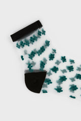 Green clover sheer black trim socks