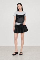 Grey and black sheer overlay tee