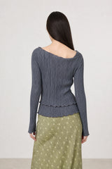 Grey ribbed double layer top