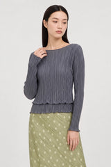 Grey ribbed double layer top