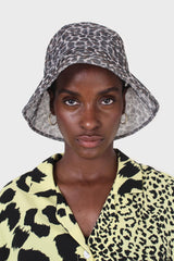 Grey mesh leopard print bucket hat