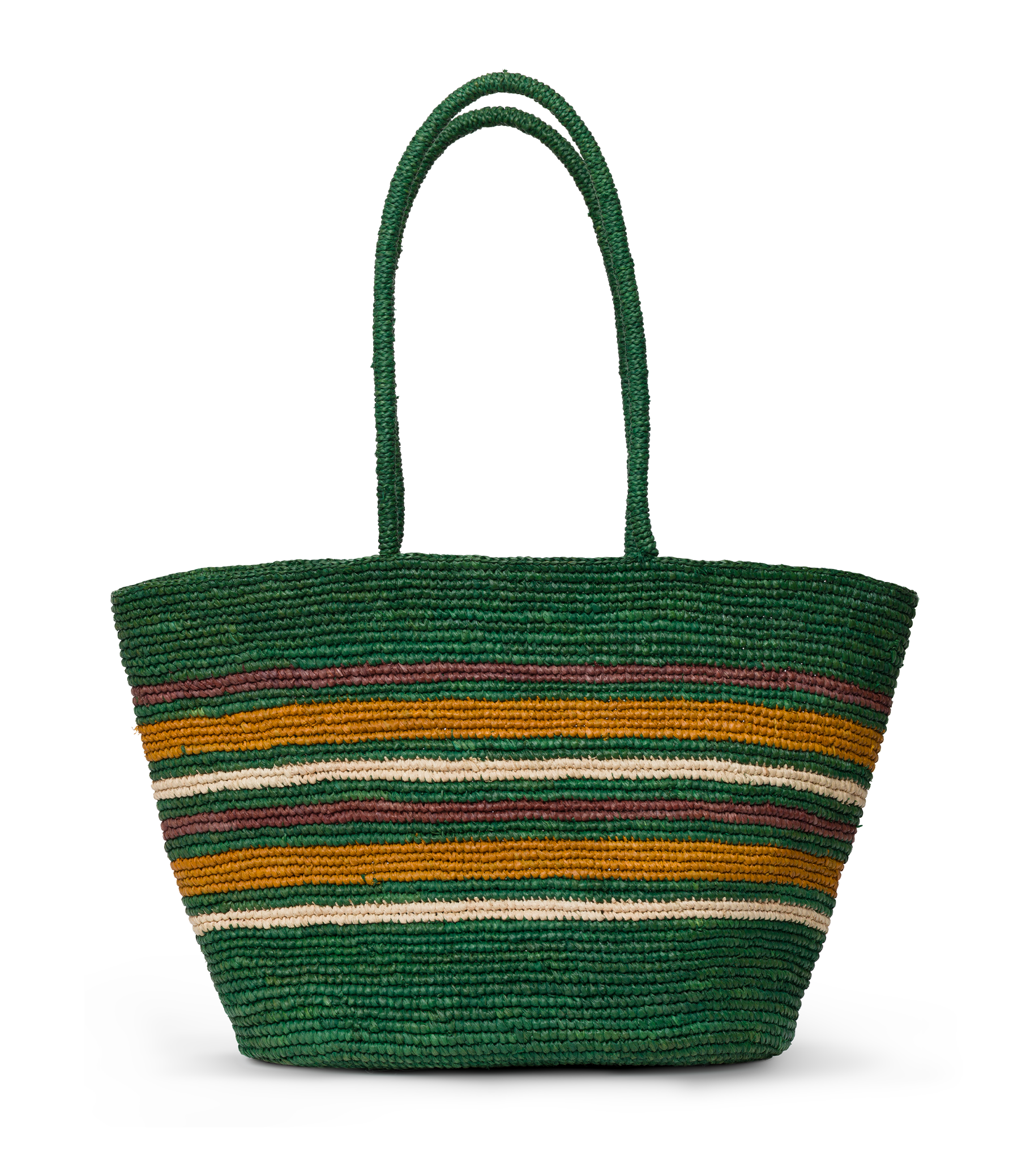 HARBOUR TOTE -- GREEN STRIPED RAFFIA