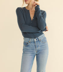 HEATH CASHMERE HENLEY -- BLUE STONE