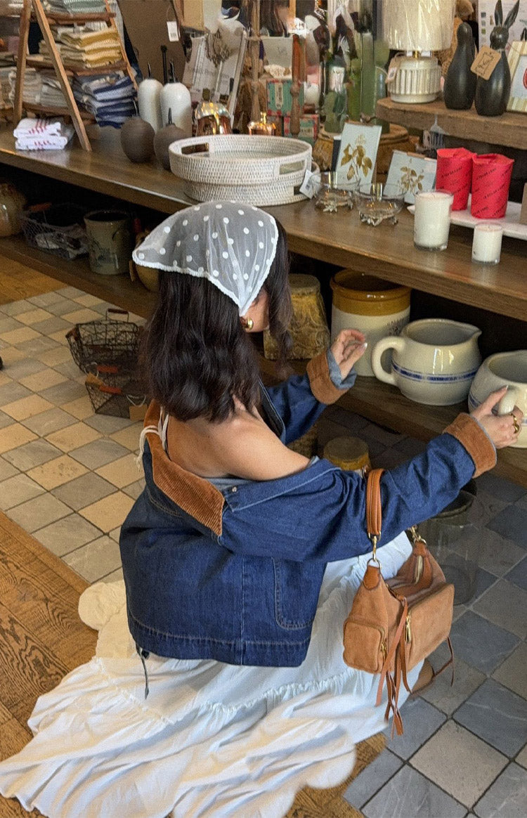 Hendrick Mid Wash Denim Cord Trim Oversized Jacket
