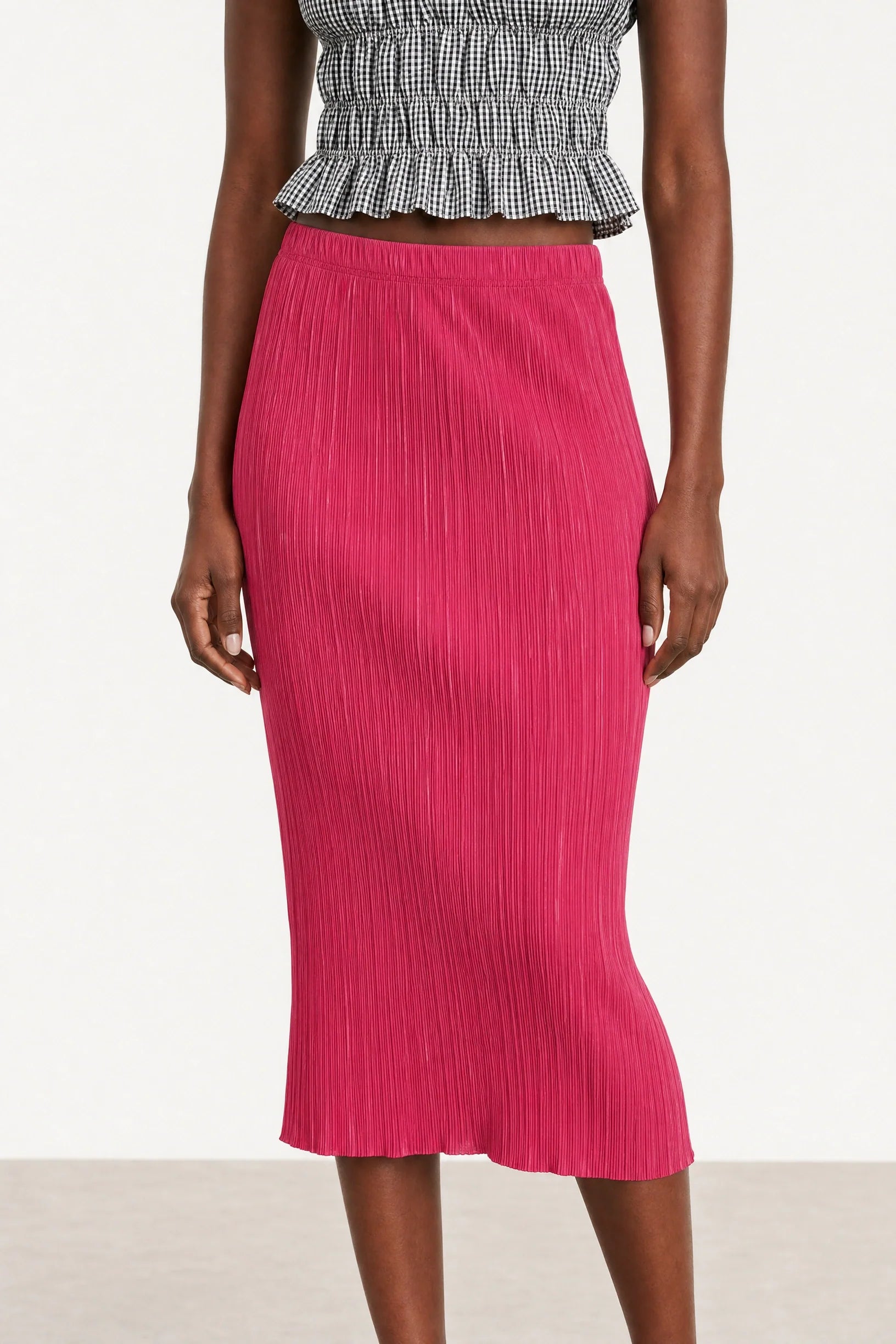 Hot pink ribbed skirt