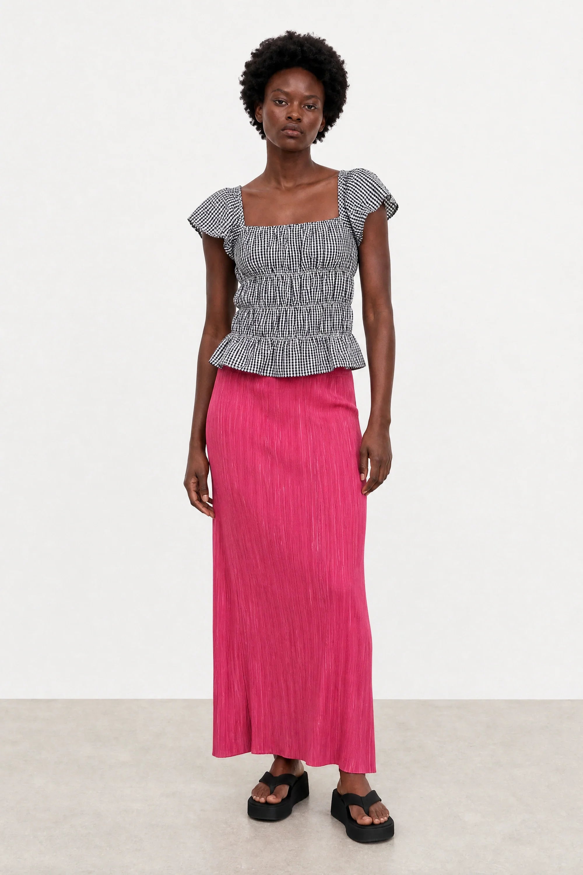 Hot pink ribbed skirt