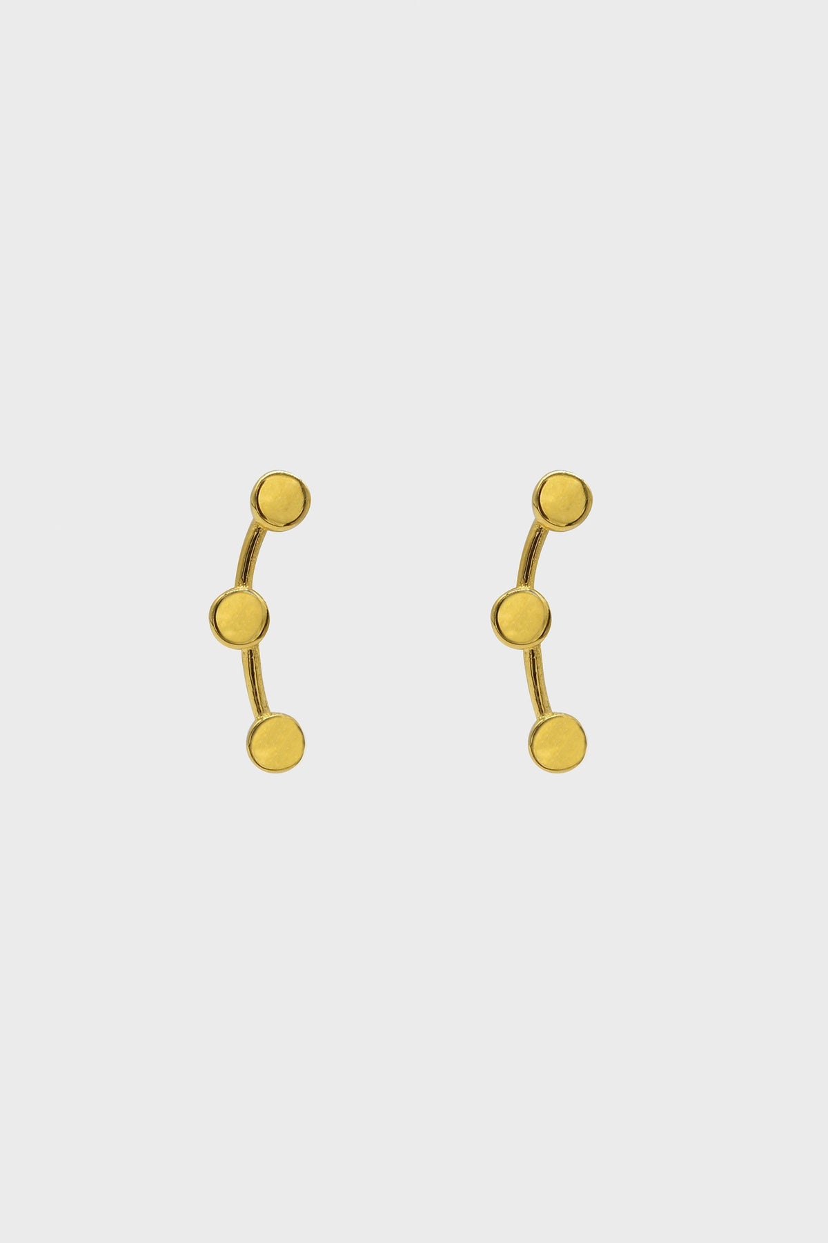 Gold connecting disk stud earrings