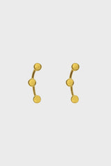 Gold connecting disk stud earrings