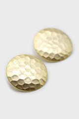 Gold hammered circle earrings