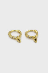 Gold pave dangling spike huggie earrings - 7mm