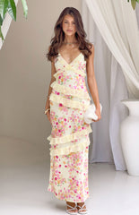 Inara Yellow Bloom Ruffle Maxi