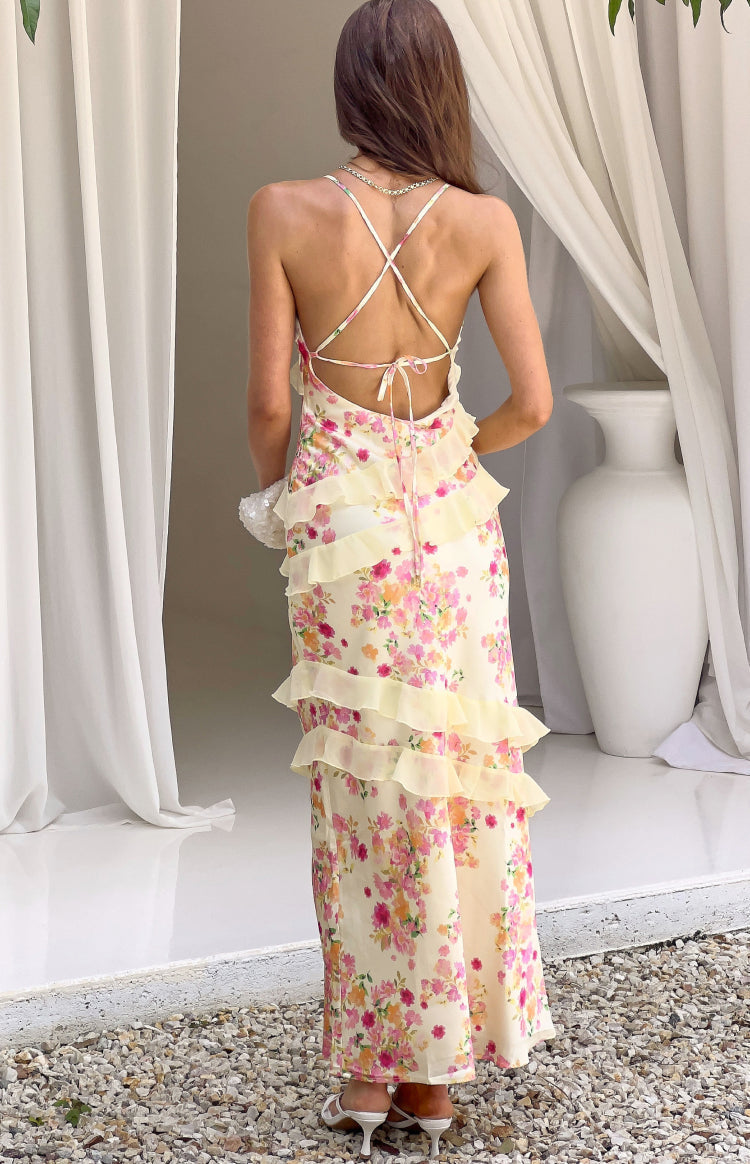 Inara Yellow Bloom Ruffle Maxi