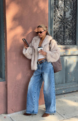 It Girl Sand Faux Fur Jacket
