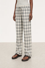 Ivory plaid tie waist trousers