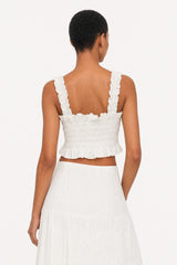 Ivory eyelet ruched tank top