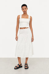 Ivory eyelet ruched tank top
