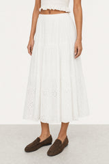 Ivory eyelet tiered skirt