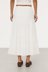 Ivory eyelet tiered skirt