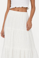 Ivory eyelet tiered skirt