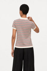 Ivory red and and black multistripe knit polo