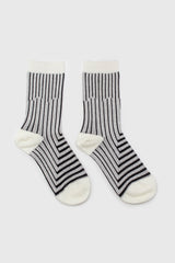 Ivory and black geometric socks