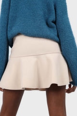 Ivory large asymmetric hem wool skirt