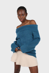 Ivory large asymmetric hem wool skirt