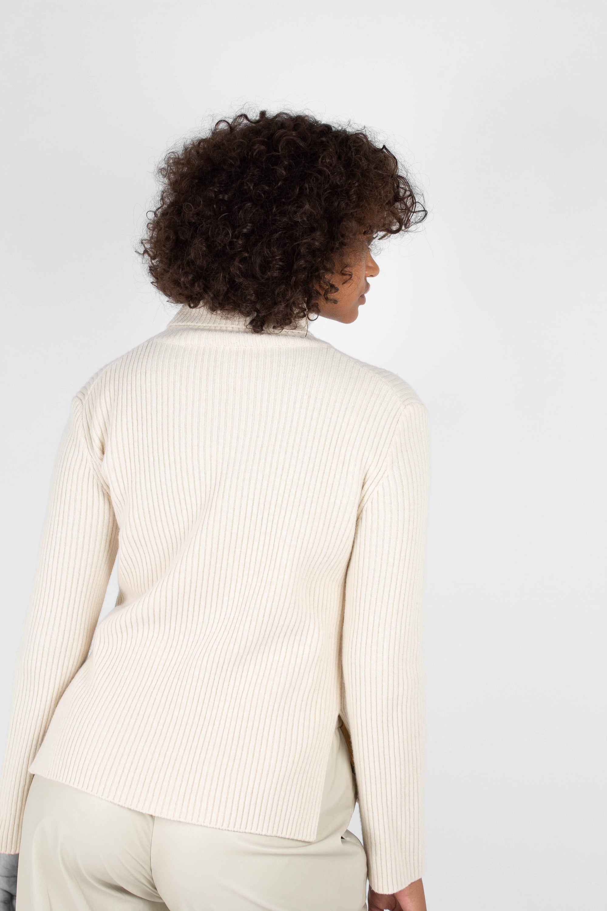 Ivory shaped rib turtleneck jumper