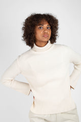 Ivory shaped rib turtleneck jumper