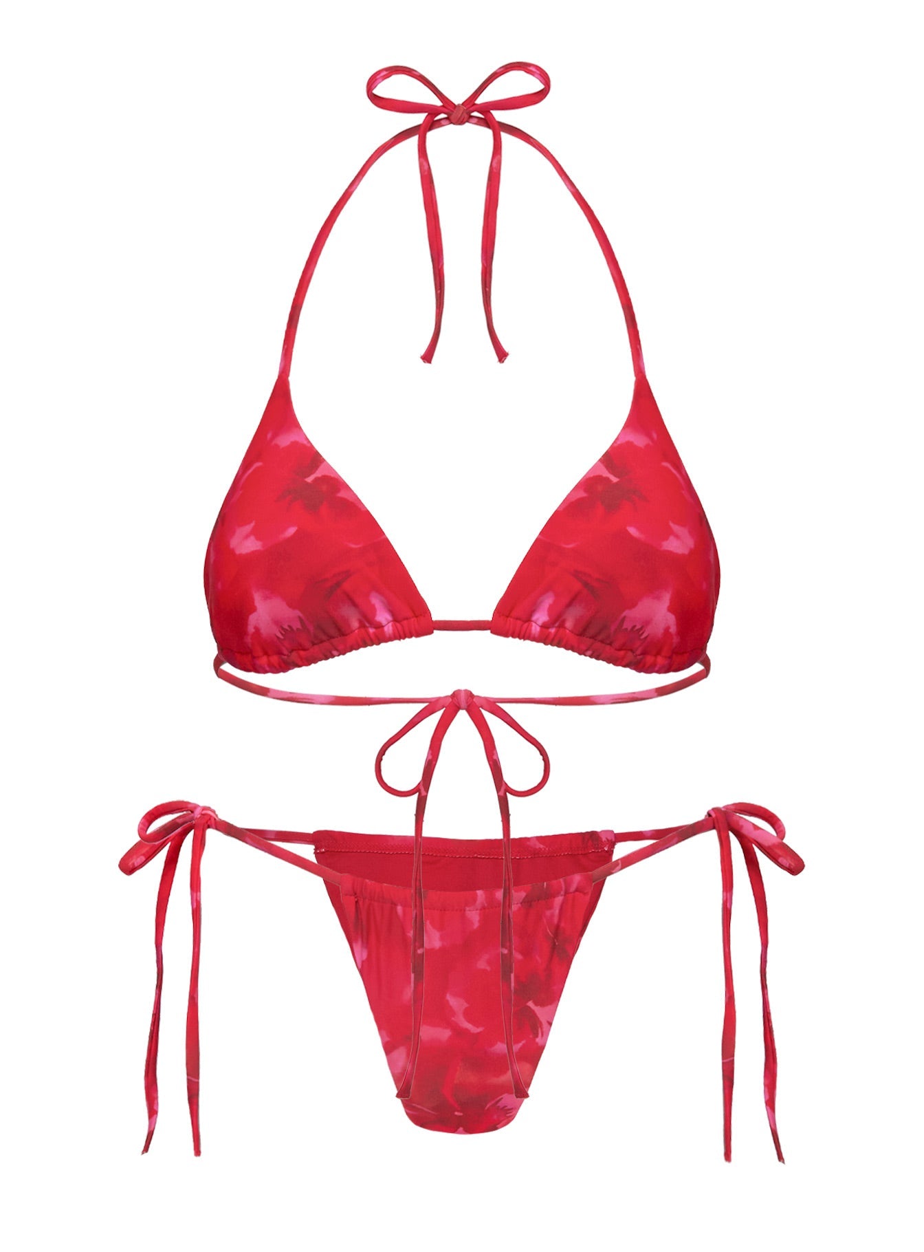 Jenner Triangle Bikini Top Red Floral