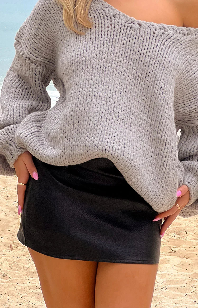 Jaimee Black PU Pebbled Mini Skirt
