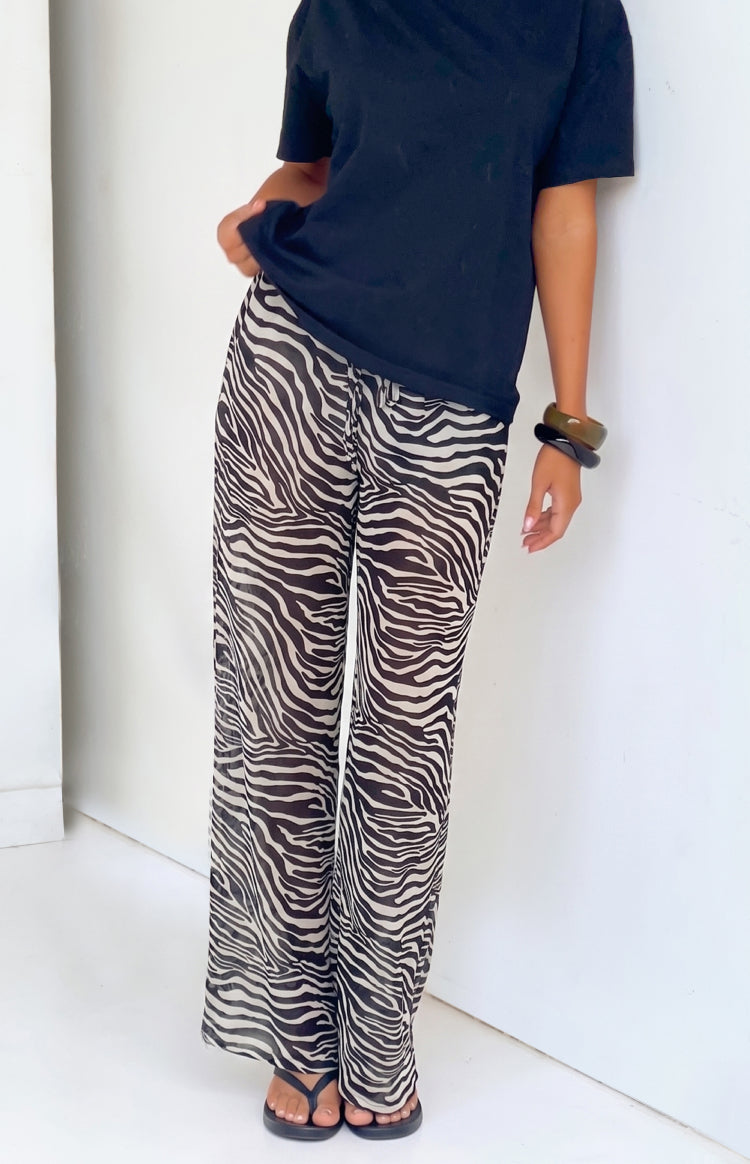 Joplin Black Sheer Zebra Print Pants