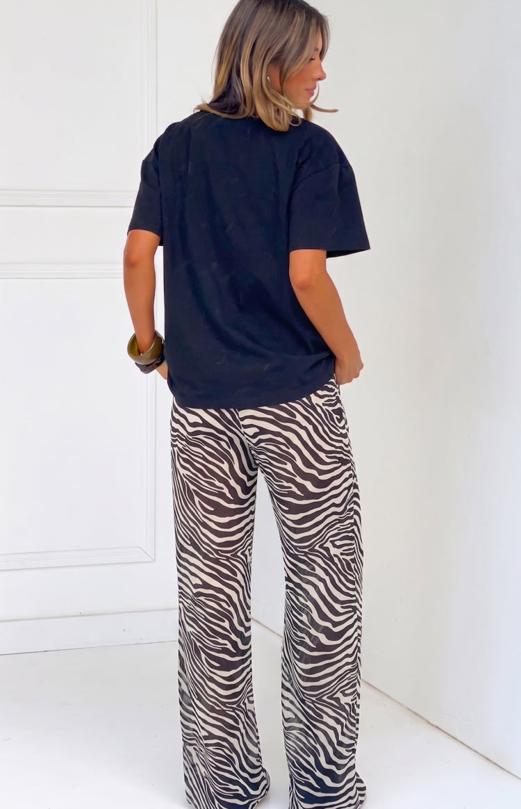 Joplin Black Sheer Zebra Print Pants