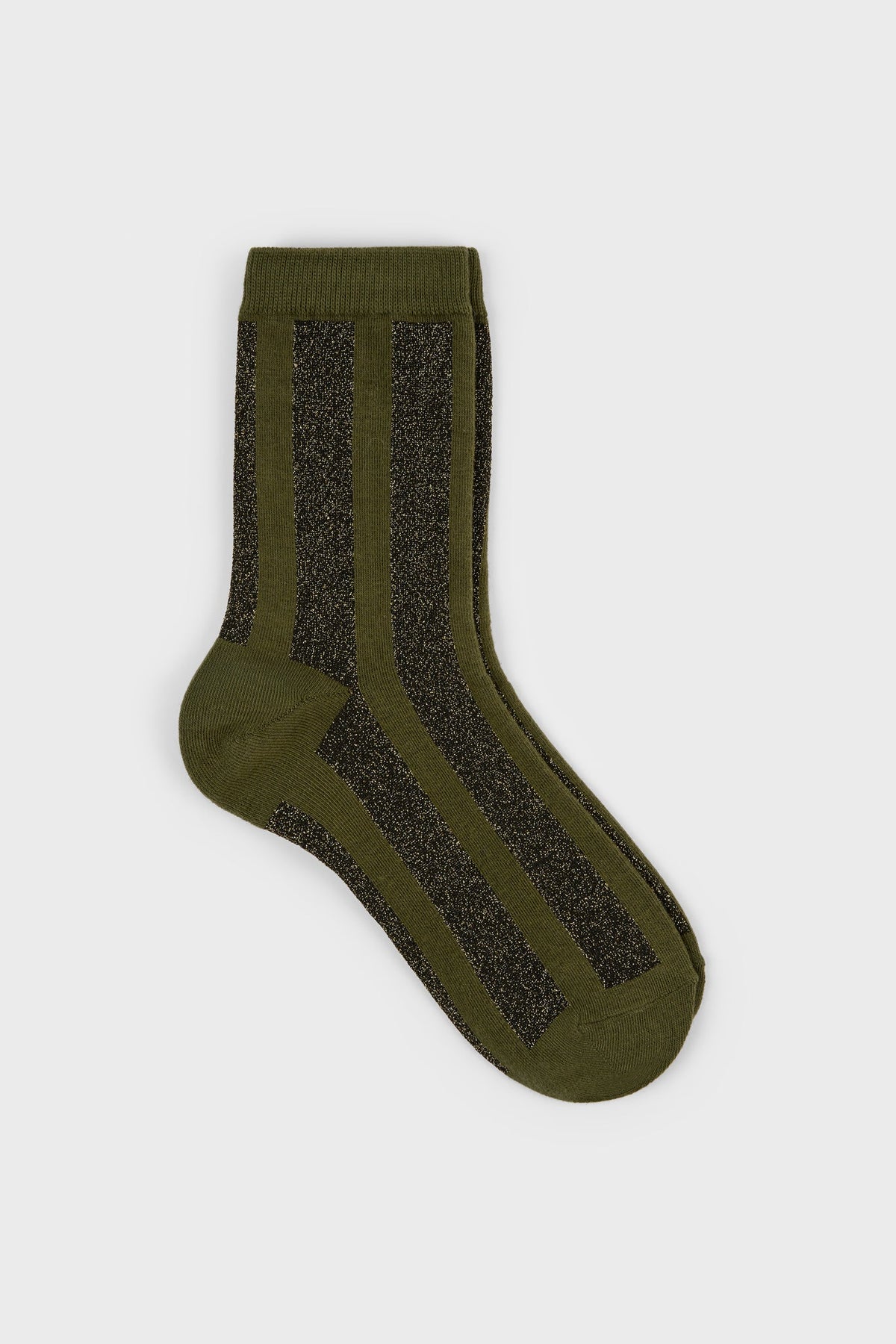 Khaki and gold glitter vertical striped socks