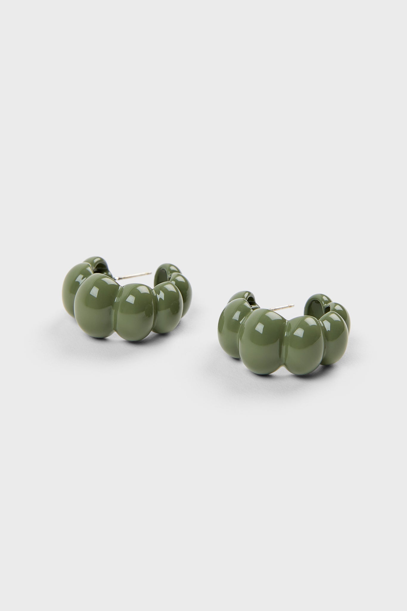 Khaki enamel bubble hoop earrings