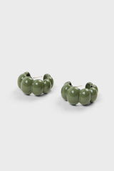 Khaki enamel bubble hoop earrings