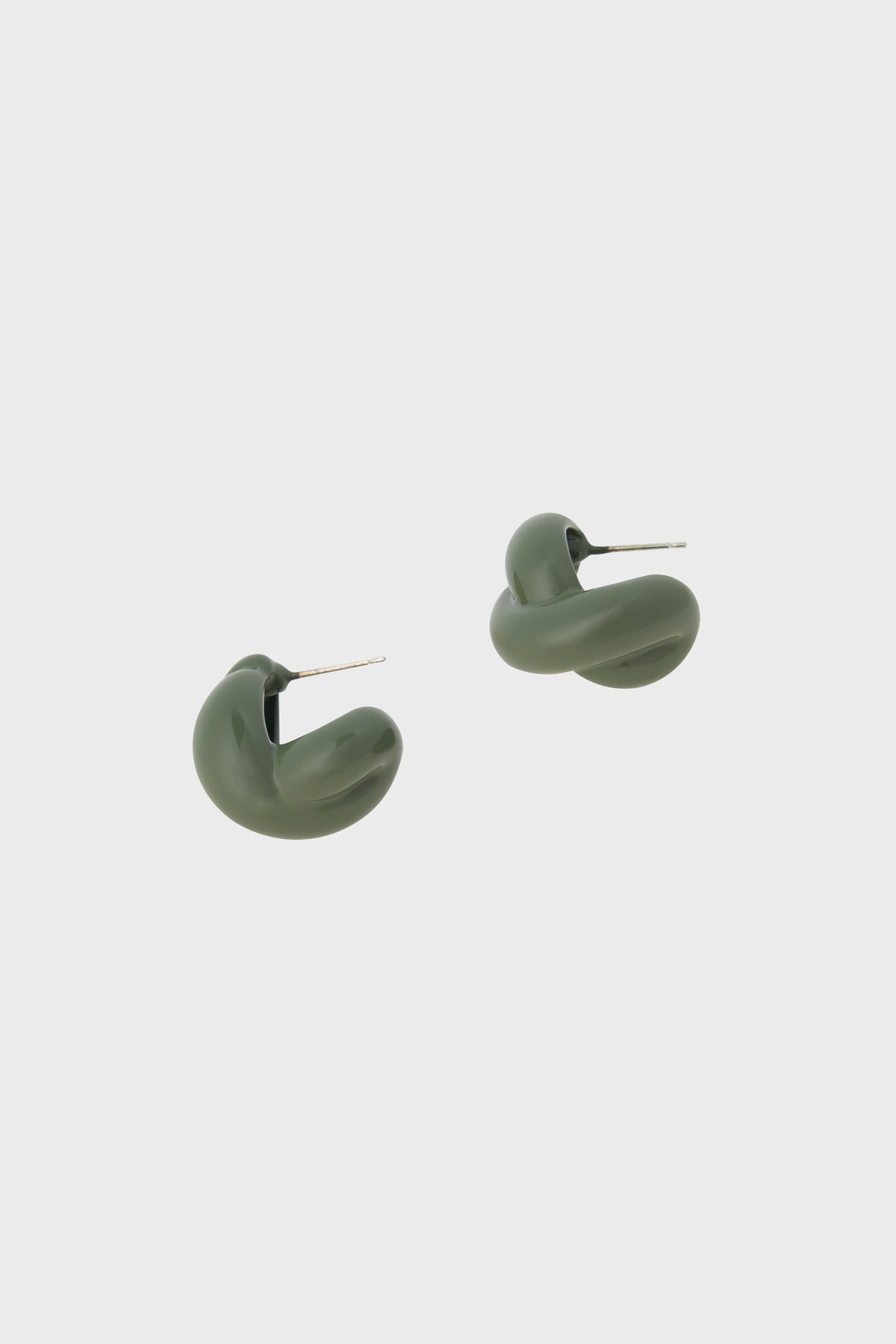 Khaki enamel single twist earrings