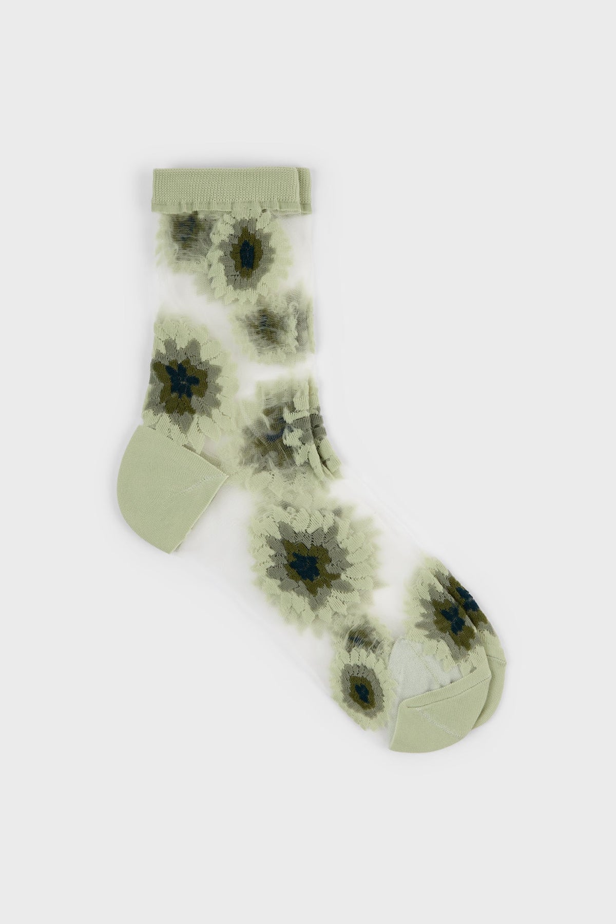Khaki large daisy sheer socks